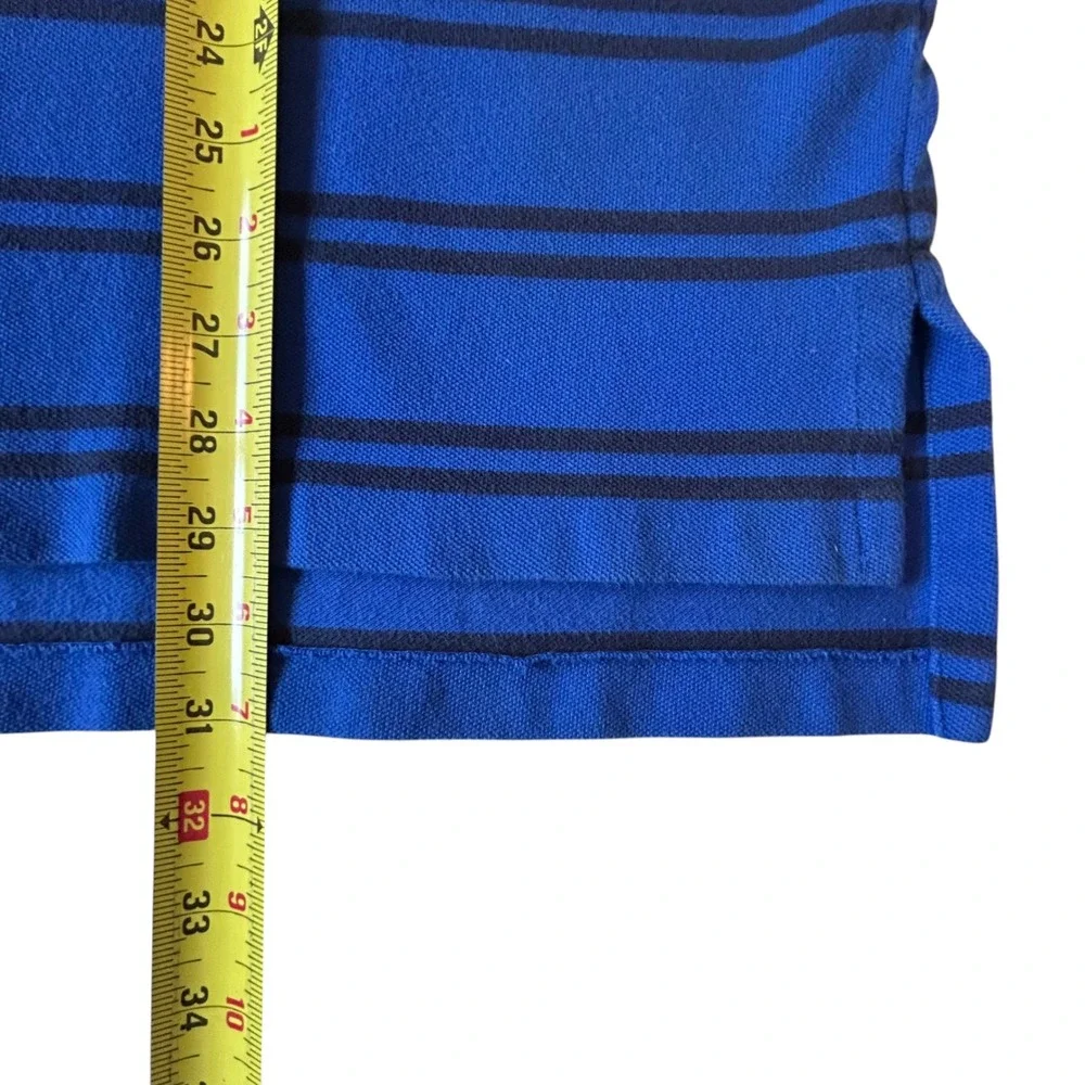 Polo Ralph Lauren Mens XL Blue Black Striped Short Sleeve Pique Polo Shirt